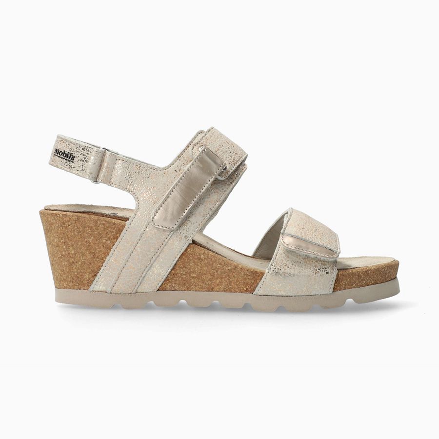 Mobils ANALIA Nubuck Női Wedge Szandál - Bézs, HU-70983